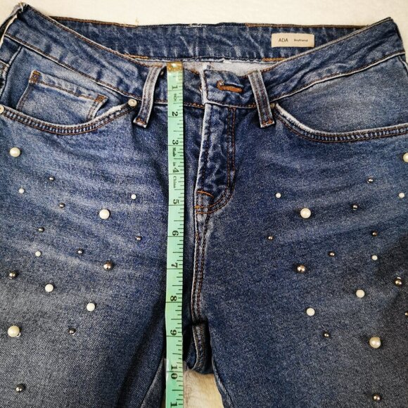 Mavi Women’s Tess Denim Skinny Distressed Jean With Faux Pearl Accent SZ:27 - Picture 10 of 12
